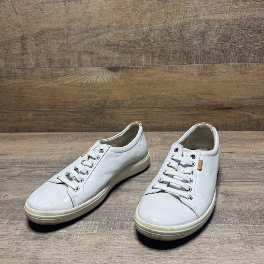 Ecco Soft 7 White Leather Comfort Sneakers Women's Size EU 40